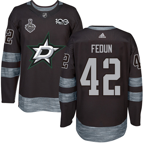 Adidas Men Dallas Stars #42 Taylor Fedun Black 1917-2017 100th Anniversary 2020 Stanley Cup Final Stitched NHL Jersey->dallas stars->NHL Jersey